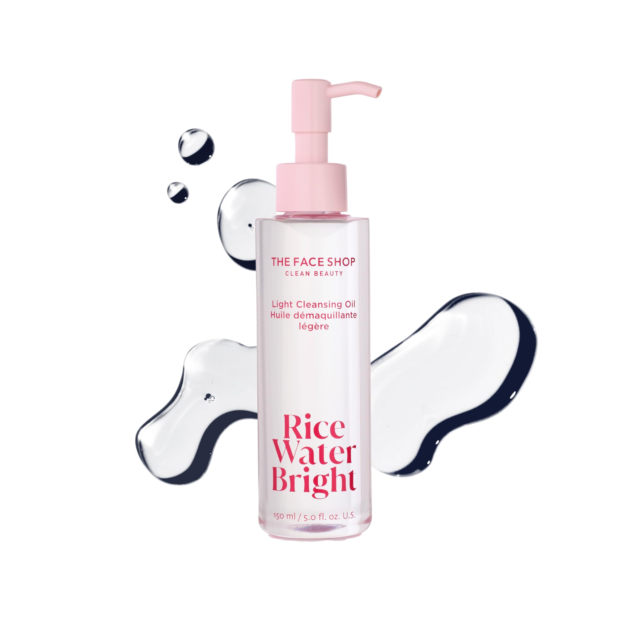 The Face Shop Rice Water Bright Light oil cleanser bottle for easy makeup removal