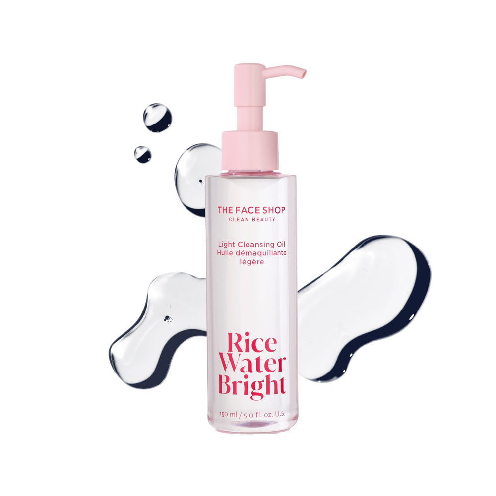 The Face Shop Rice Water Bright Light oil cleanser bottle for easy makeup removal