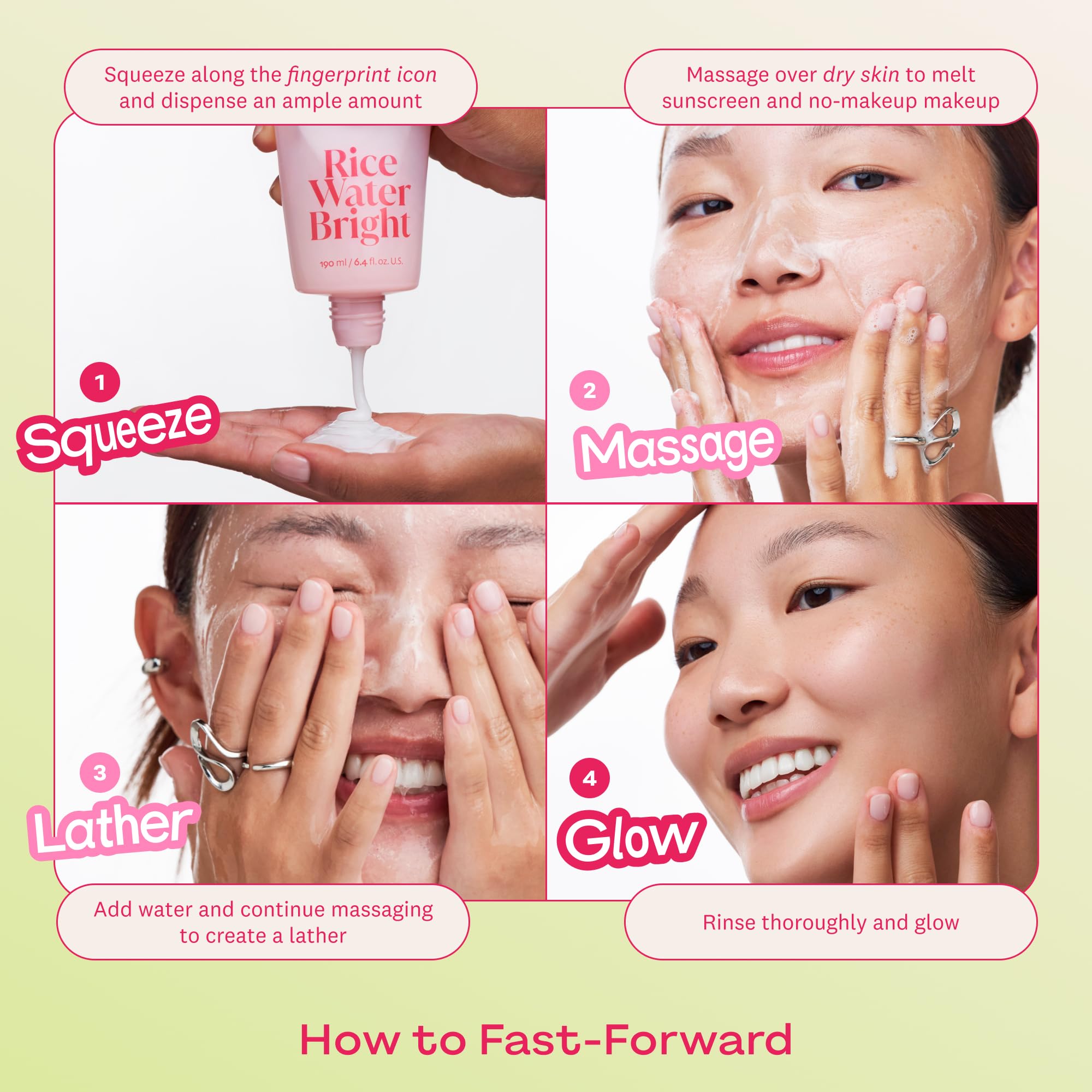 Sleek packaging of The Face Shop Rice Water Bright double-tube cleanser.