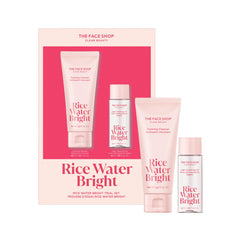 The Face Shop Rice Water Bright travel-set packaging for on-the-go cleansing and hydration.