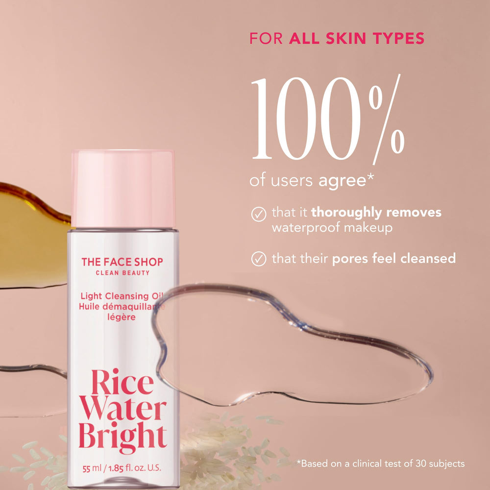 The Face Shop Rice Water Bright vitamin-rich rice water bottle demonstrates skin-nourishing minerals.