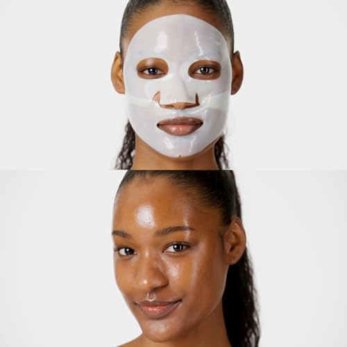 The Face Shop vegan collagen mask hydrogel form transforming translucency as actives absorb