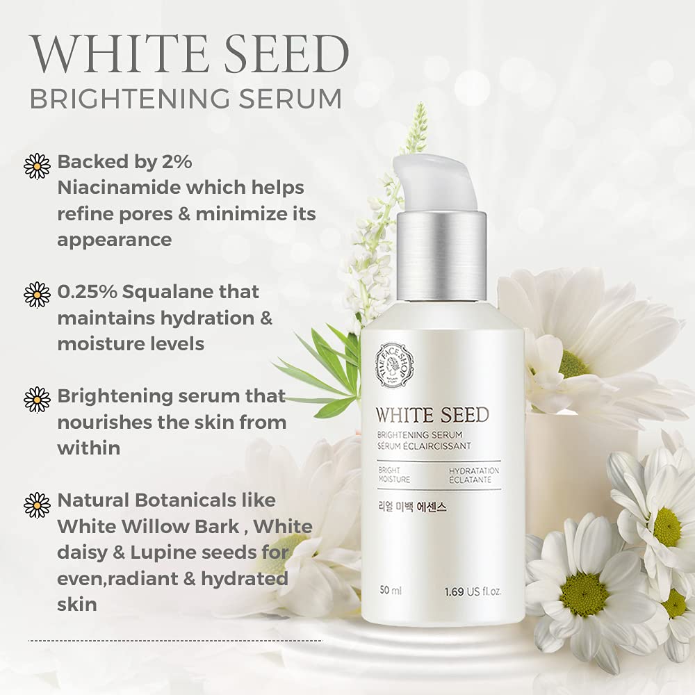 The Face Shop Whiteseed Serum applied to cheek demonstrates lightweight absorption