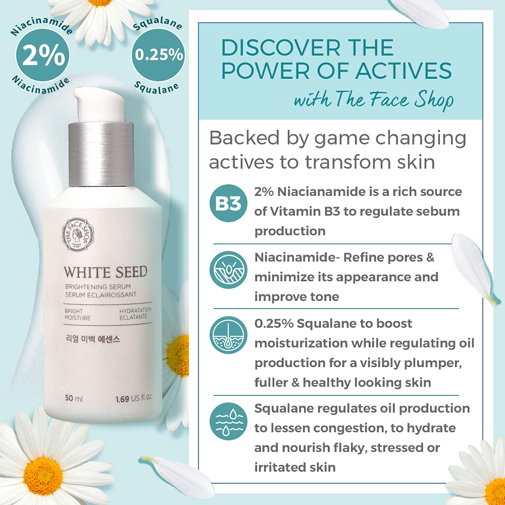 The Face Shop Whiteseed Serum label closeup highlights White Seed Complex claim