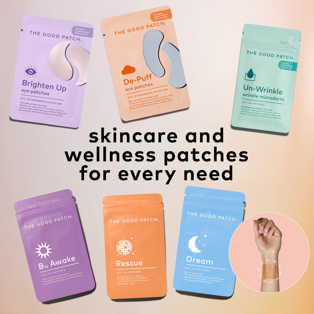 The Good Patch box and patches imply study-backed smoothing after one use.