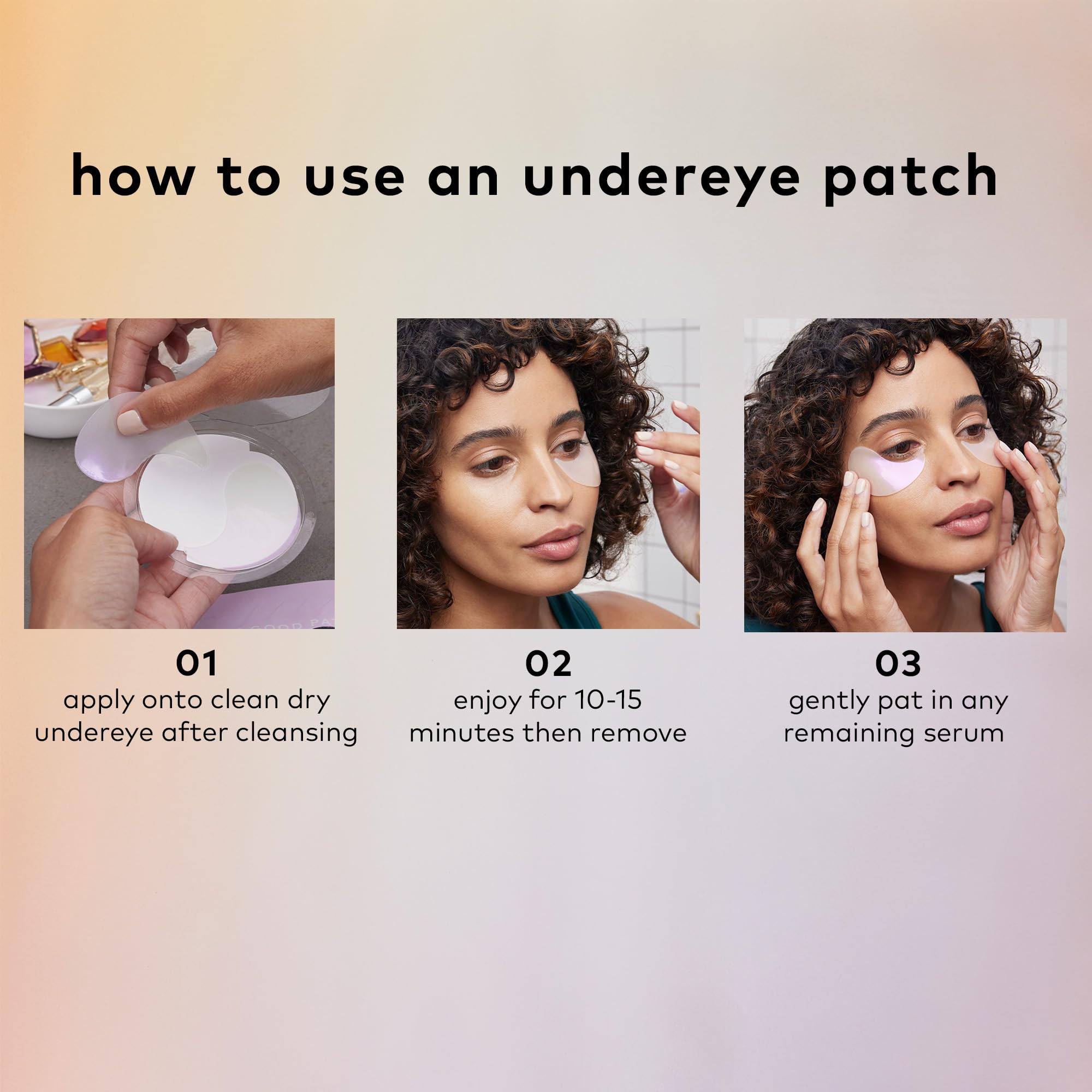 The Good Patch Brighten Up Under Eye Patches on skin showing hydrated, radiant under-eye area