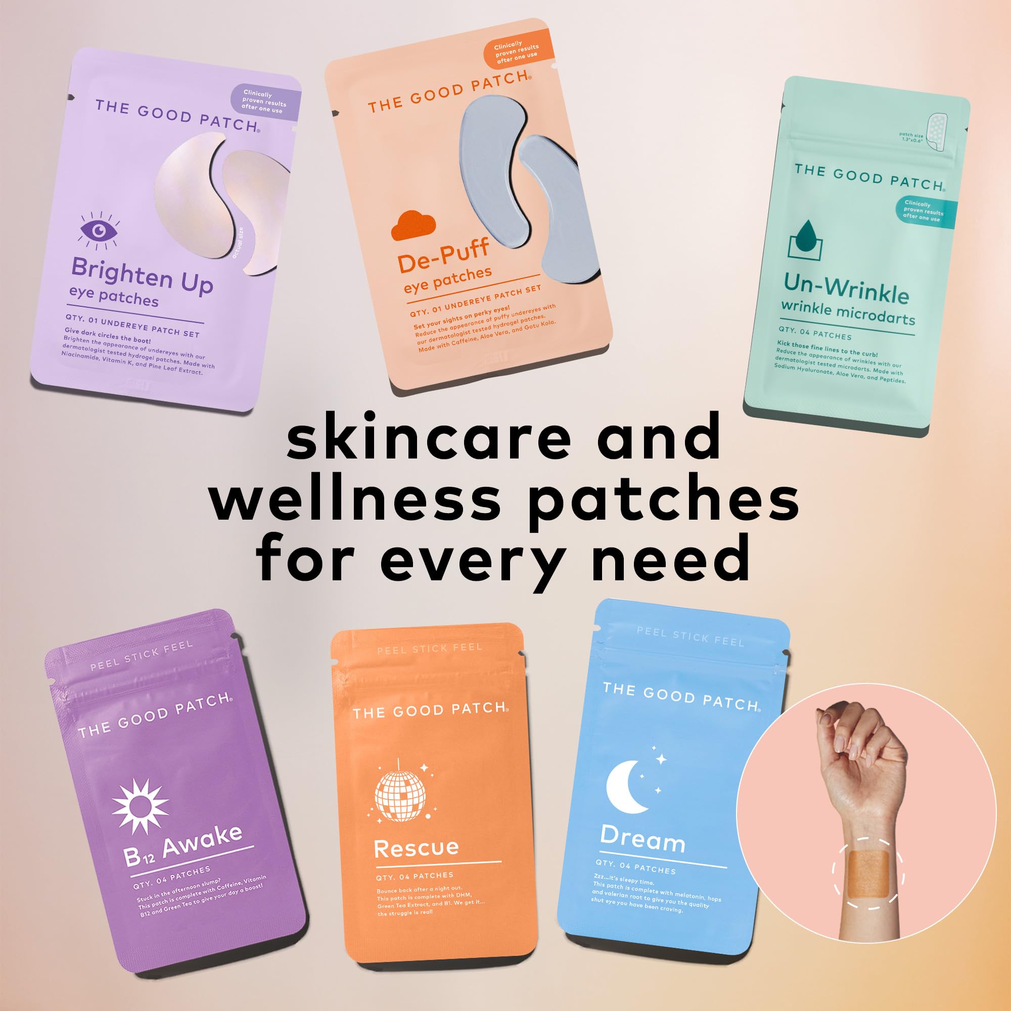 The Good Patch Brighten Up Under Eye Patches packaging visual showing six-patch box