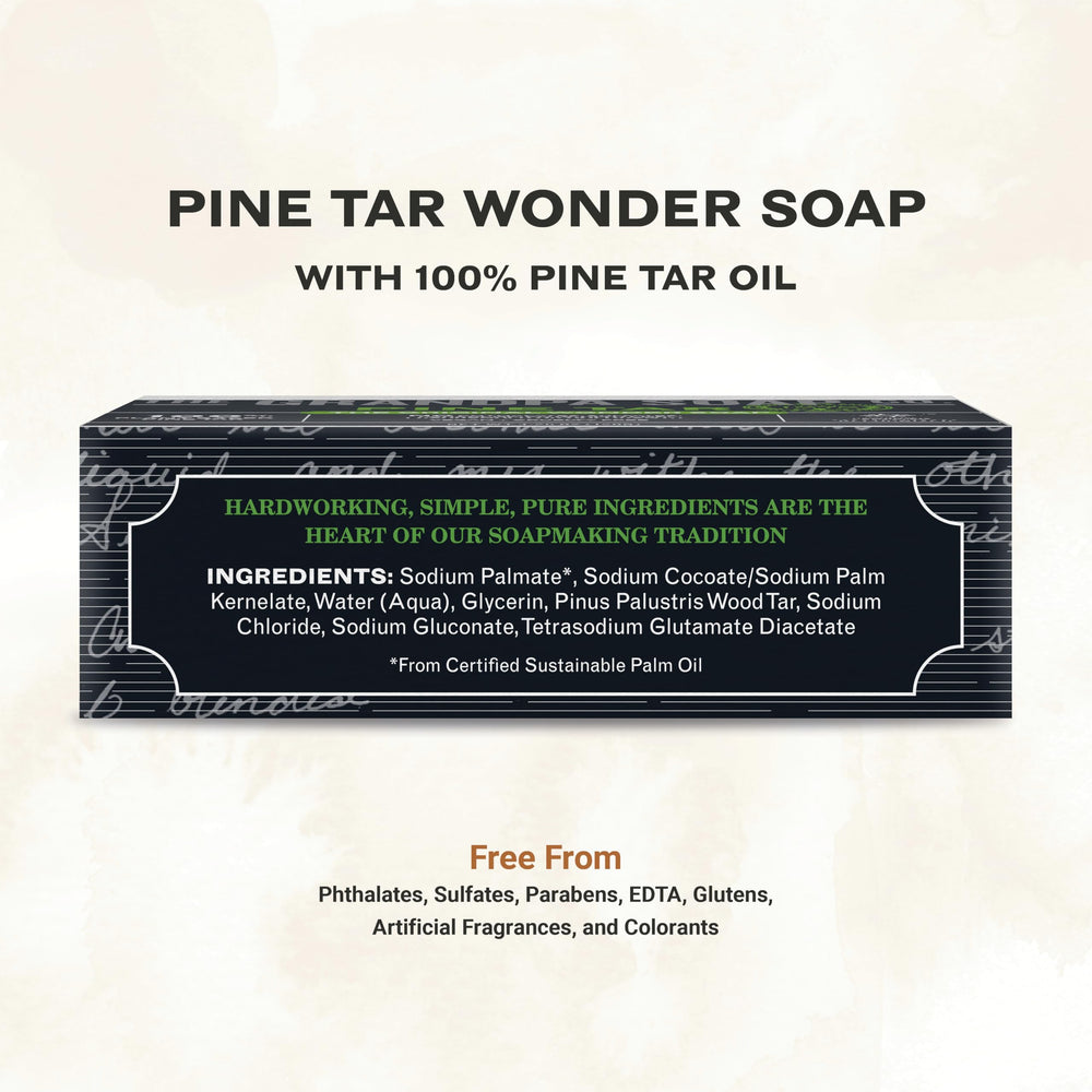 Pine Tar Bar Soap close-up showing natural ingredients.