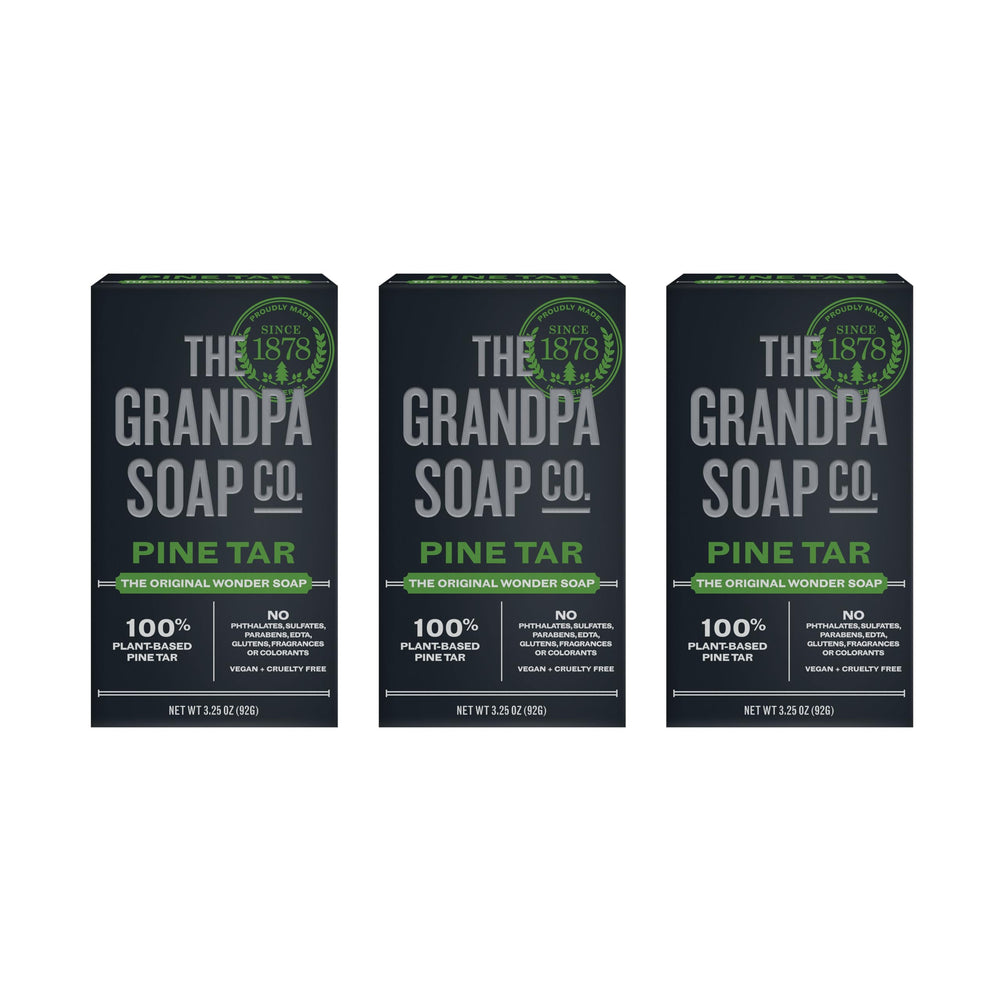 The Grandpa Soap Company Pine Tar Bar Soap pack for daily cleansing.