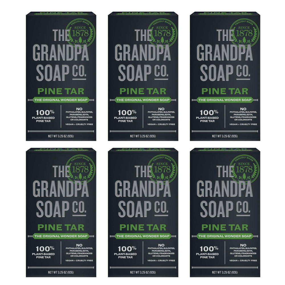 The Grandpa Soap Company Pine Tar Bar Soap woodsy scent for all-over cleansing.