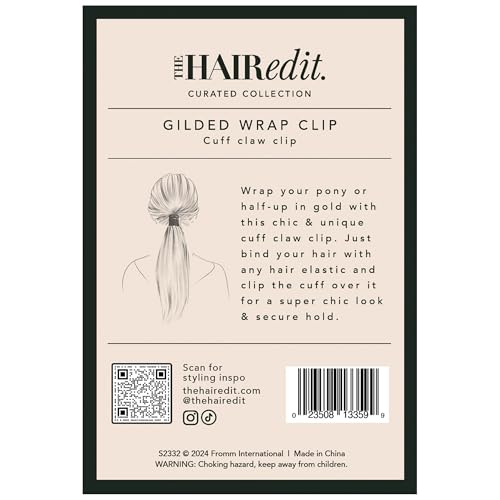 The Hair Edit gilded wrap ponytail cuff clip side detail highlights soft gold finish and sleek silhouette.