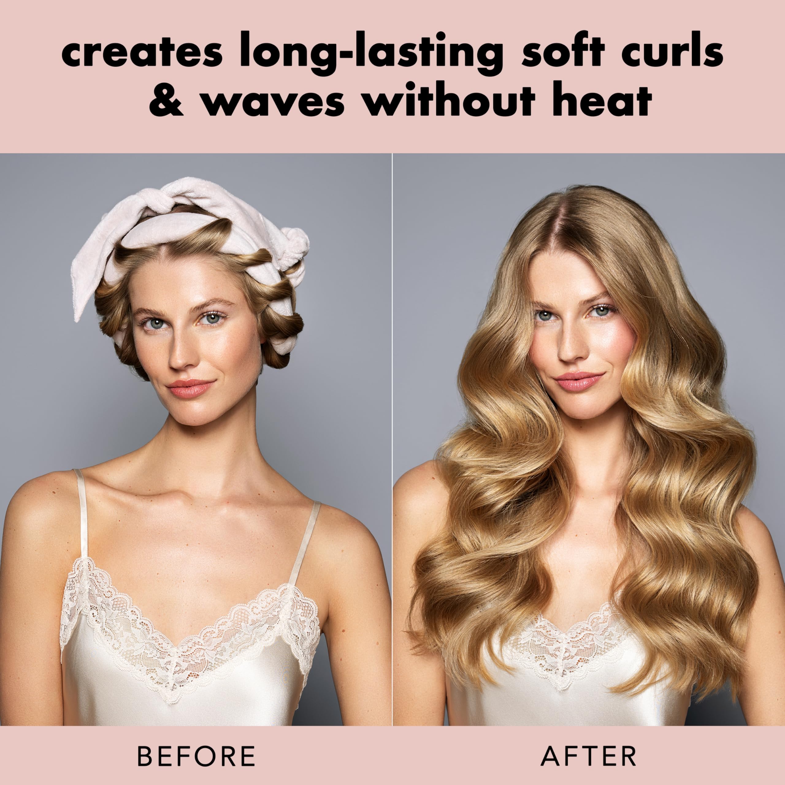 The Hair Edit ribbon curling around the rod for overnight heatless styling results.