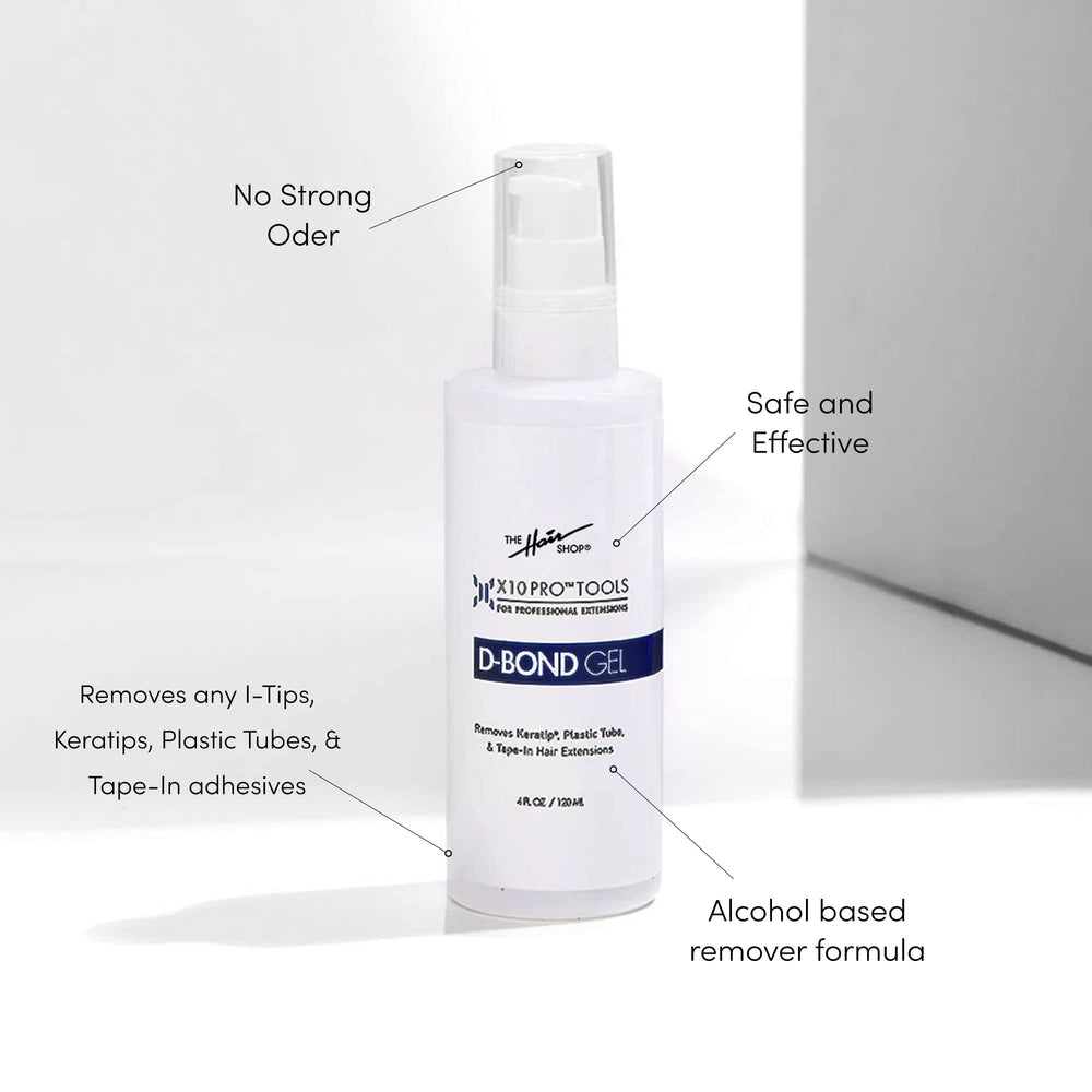 The Hair Shop X10 Pro-Tools D Bond Gel Remover is salon-ready for keratin glue