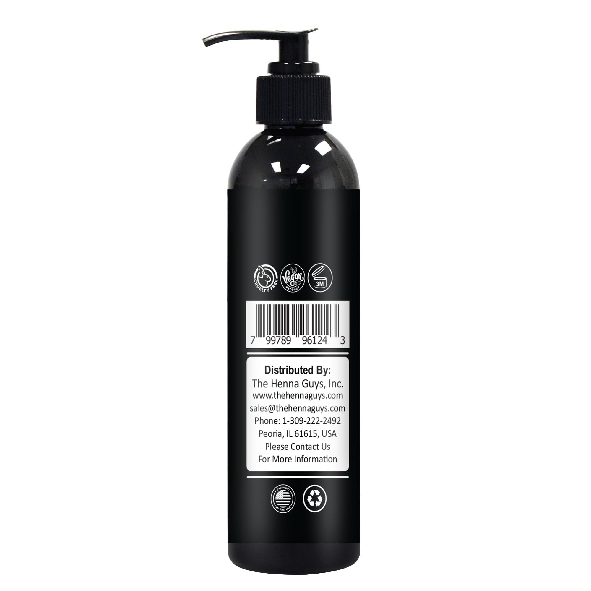 The Henna Guys bottle on bathroom counter with open cap ready for quick pre-shave