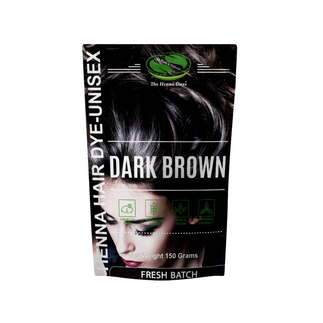 The Henna Guys dark brown henna powder 150g for natural color and conditioning
