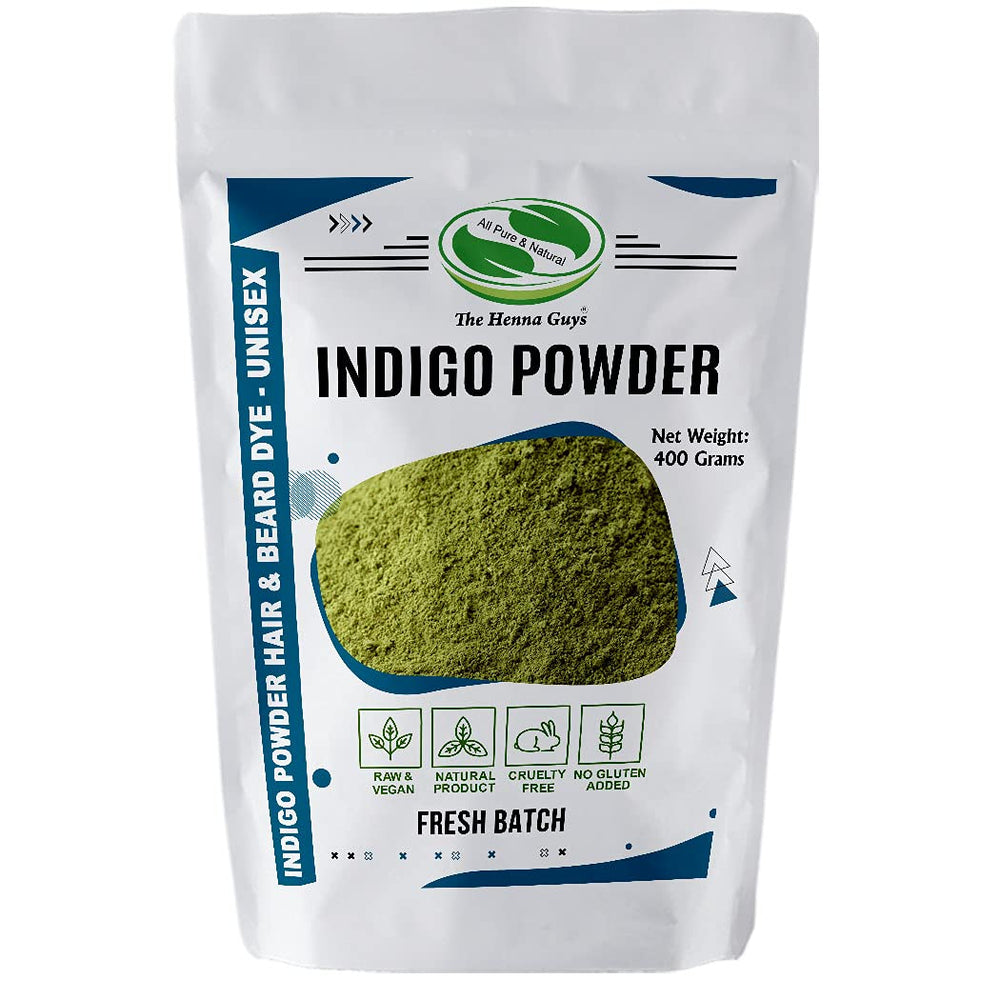 The Henna Guys Indigo Powder bag 400g for natural hair color and gray coverage