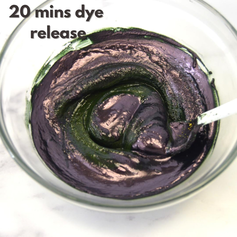 The Henna Guys Indigo Powder packaging emphasizing eco-friendly, chemical-free dye option