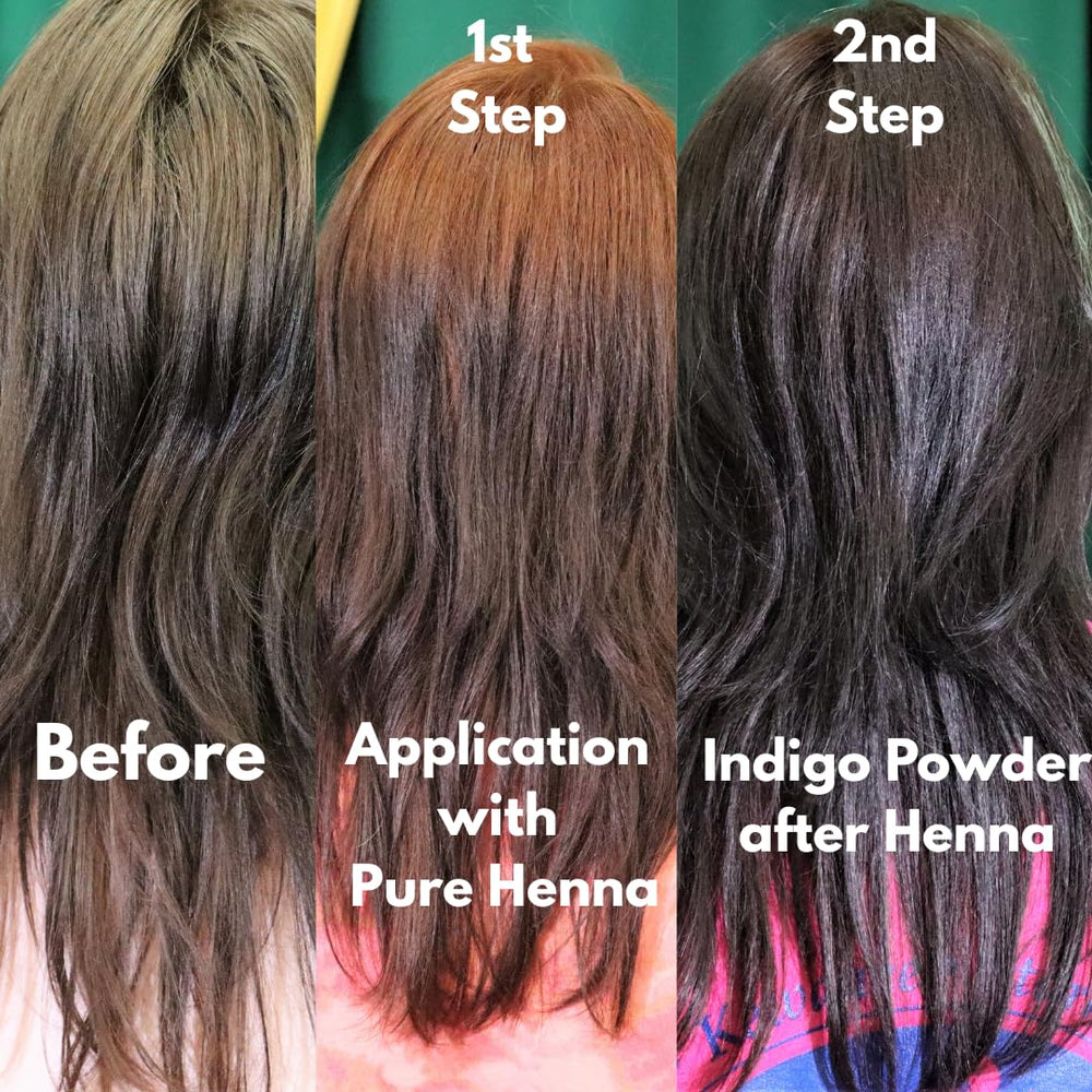 The Henna Guys Indigo Powder texture closeup shows fine plant-based color pigment