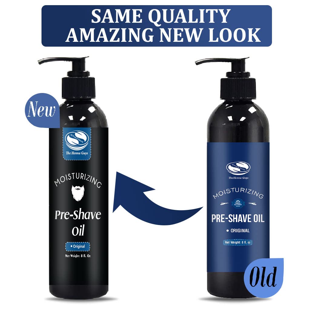 The Henna Guys pre shave oil on hand for easy massage and softening