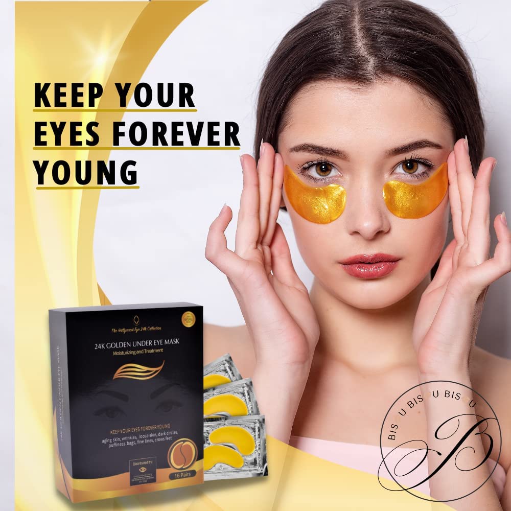 The Hollywood Eye 24K Gold Under Eye Patches after use with absorbed nourishing serum