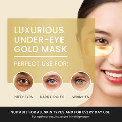 The Hollywood Eye 24K Gold Under Eye Patches on skin showing potential puffiness reduction