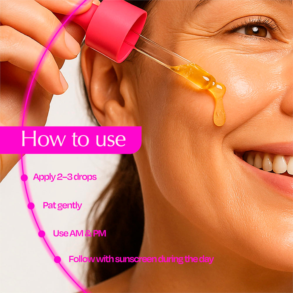 The Honey Code Bee Venom Serum label emphasizes vitamin C for brightness.