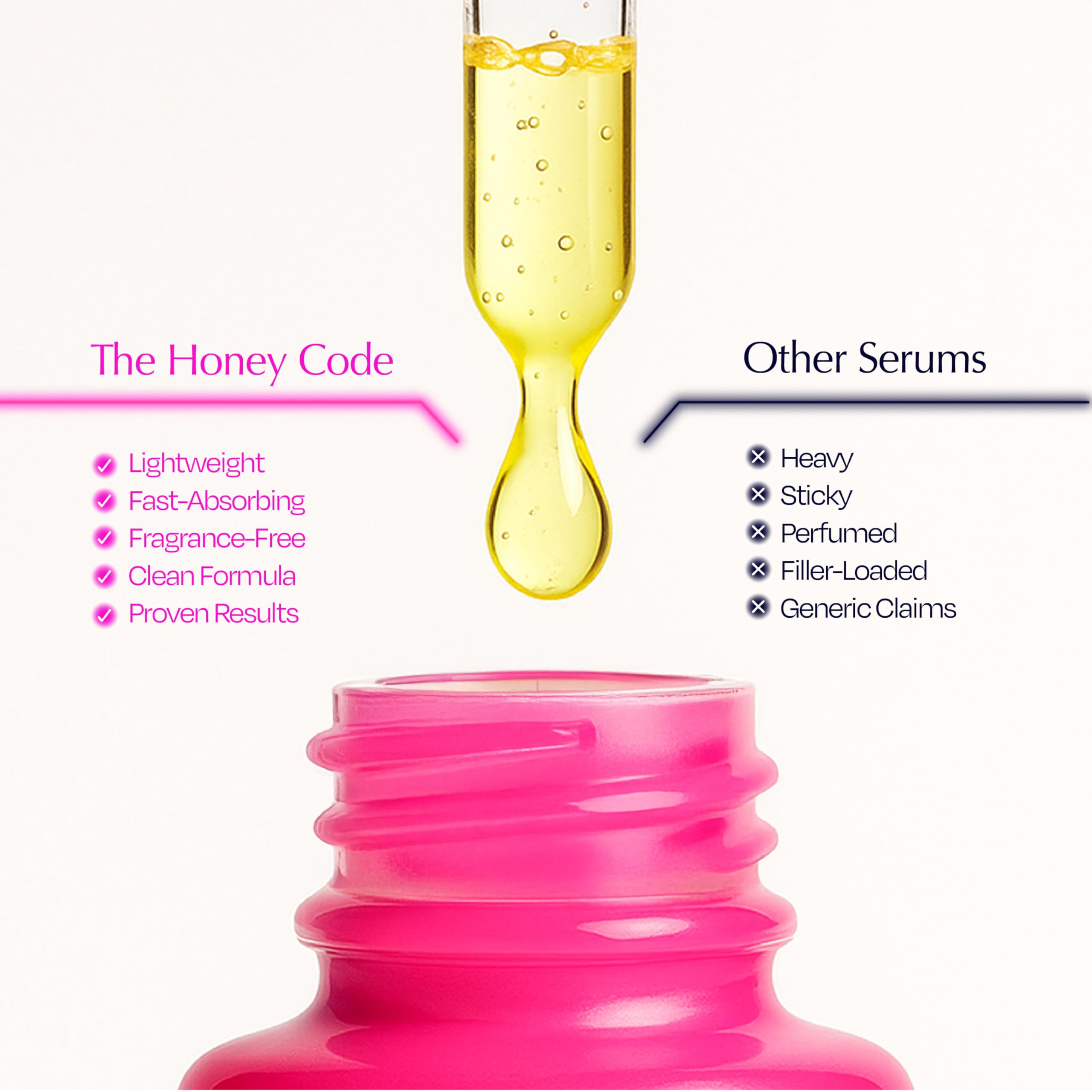 The Honey Code Bee Venom Serum with squalane delivering lasting moisture without greasiness.