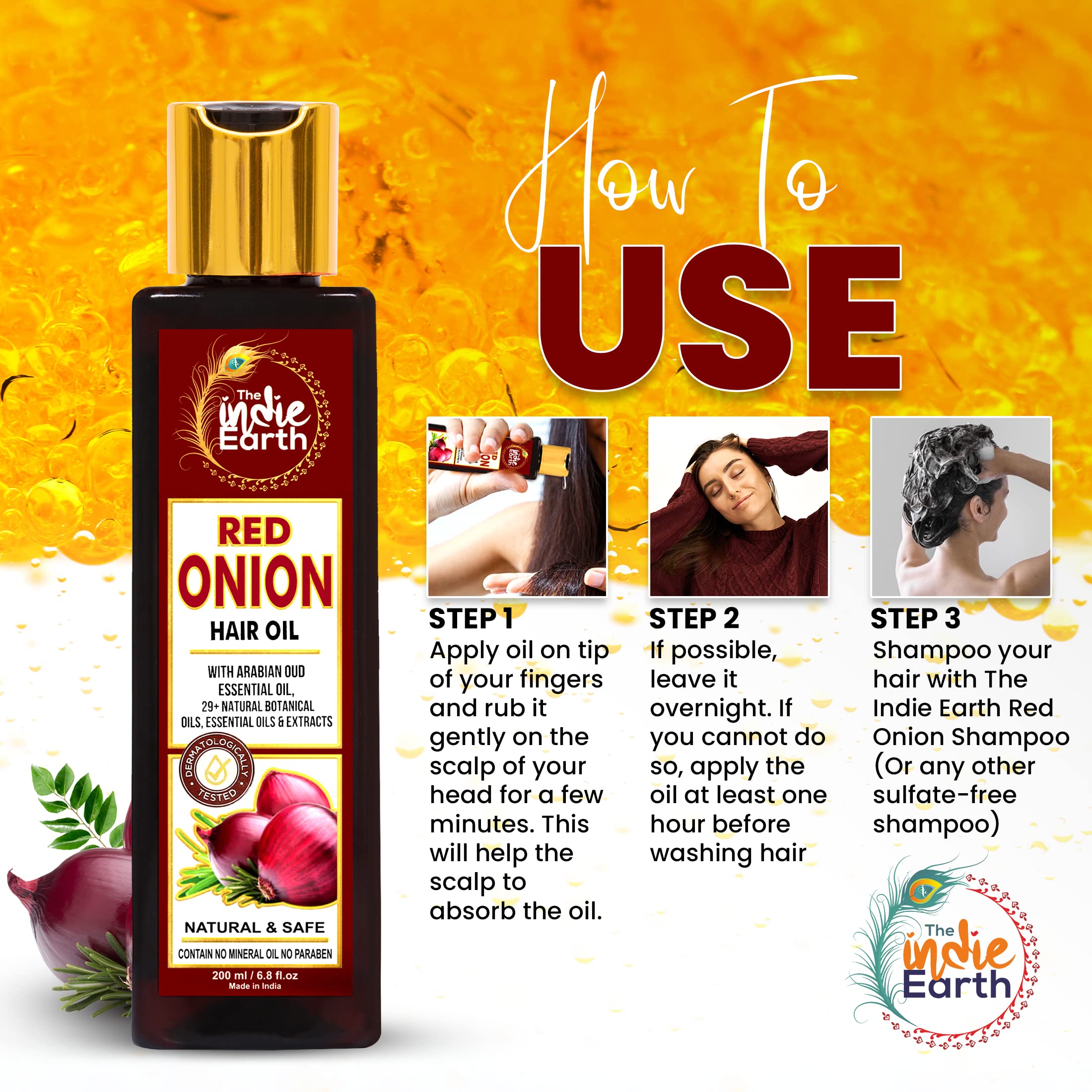 The Indie Earth color-treated hair safe oil shown for daily protection.