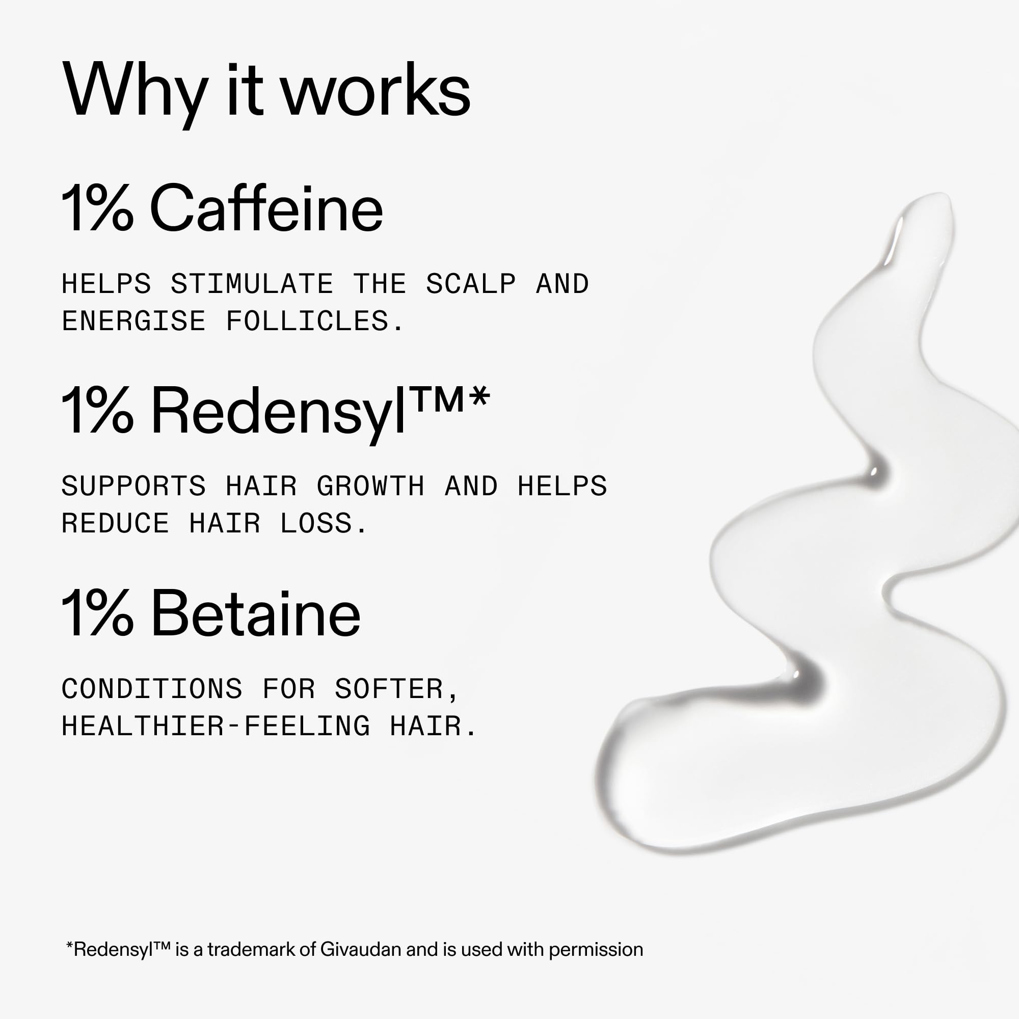 The INKEY List caffeine scalp treatment application on scalp demonstrates overnight use for potential benefits.