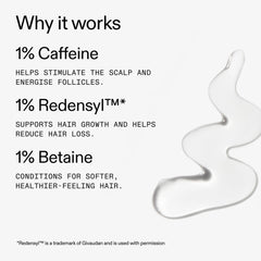 The INKEY List caffeine scalp treatment application on scalp demonstrates overnight use for potential benefits.