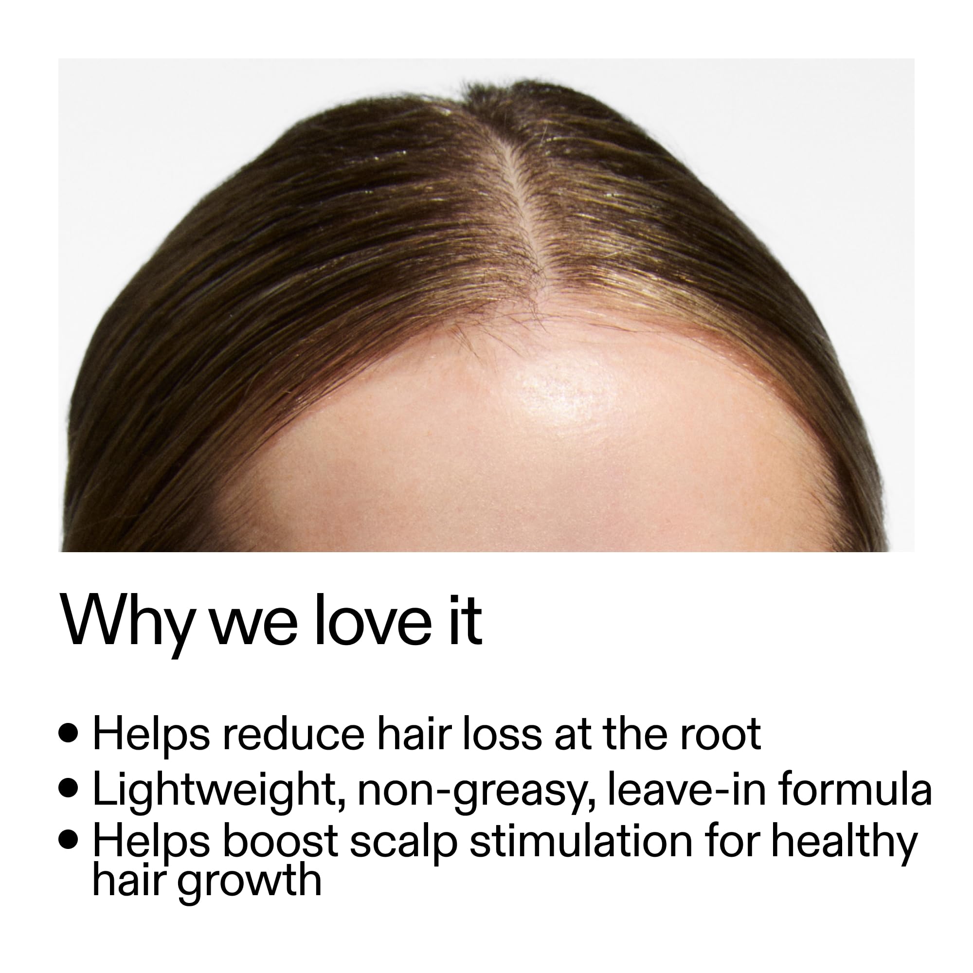 The INKEY List caffeine scalp treatment closeup shows label and smooth, fast-absorbing serum texture.