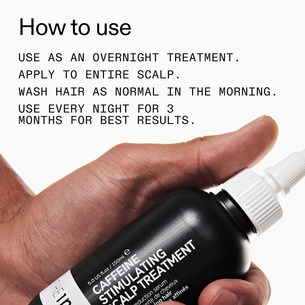 The INKEY List caffeine scalp treatment overnight ritual scene to convey ease of nightly use.