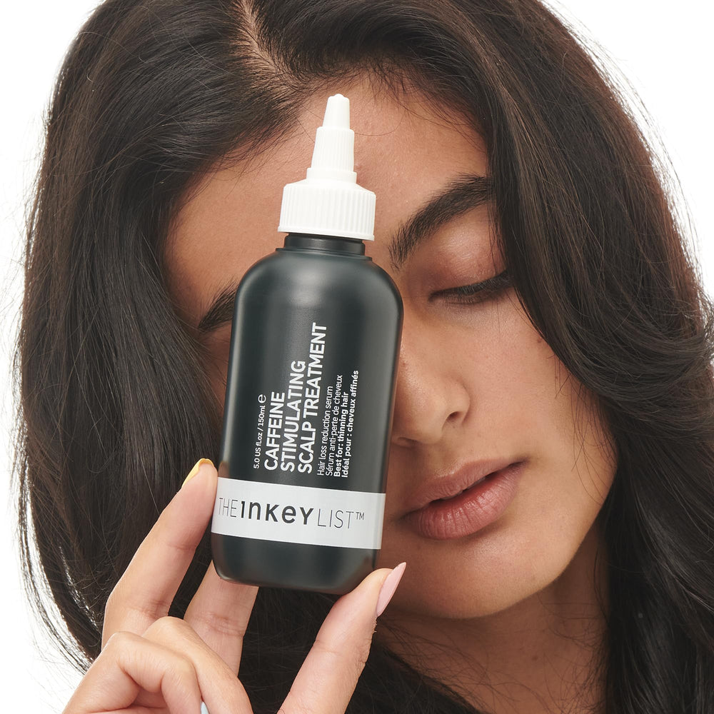 The INKEY List packaging emphasizes fragrance-free, cruelty-free formulation suitable for all hair types.