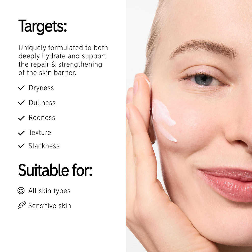 The INKEY List Ectoin Hydro-Barrier Serum application on face demonstrates quick, non-tacky hydration