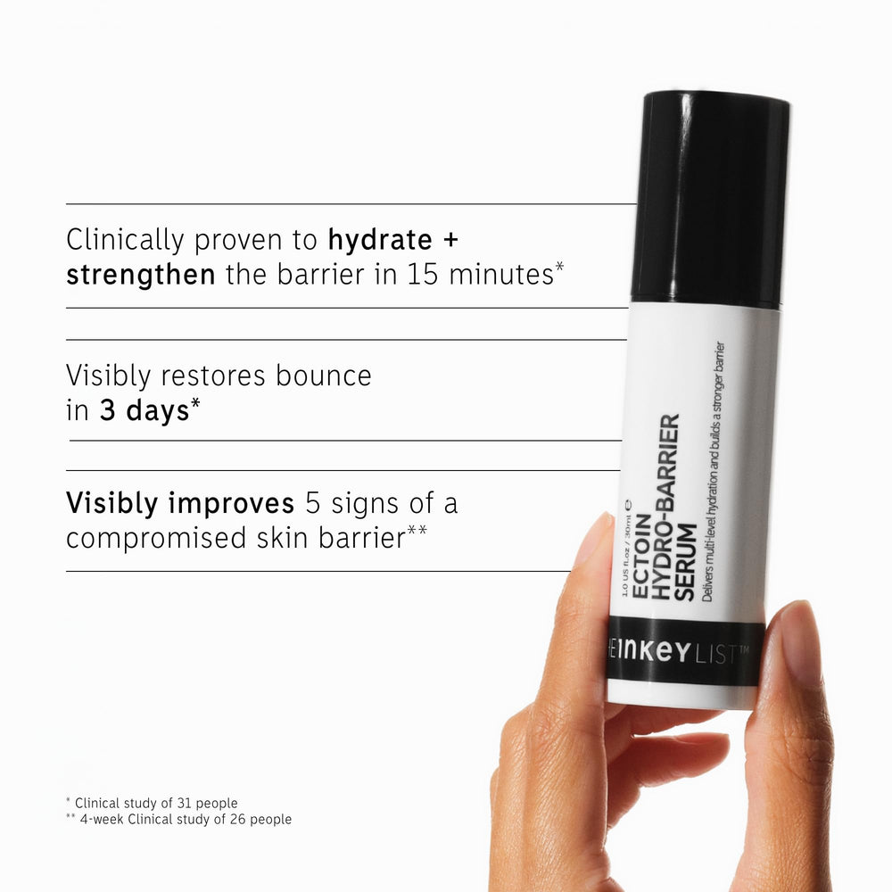 The INKEY List Ectoin Hydro-Barrier Serum before-after visual hints improved texture and firmness