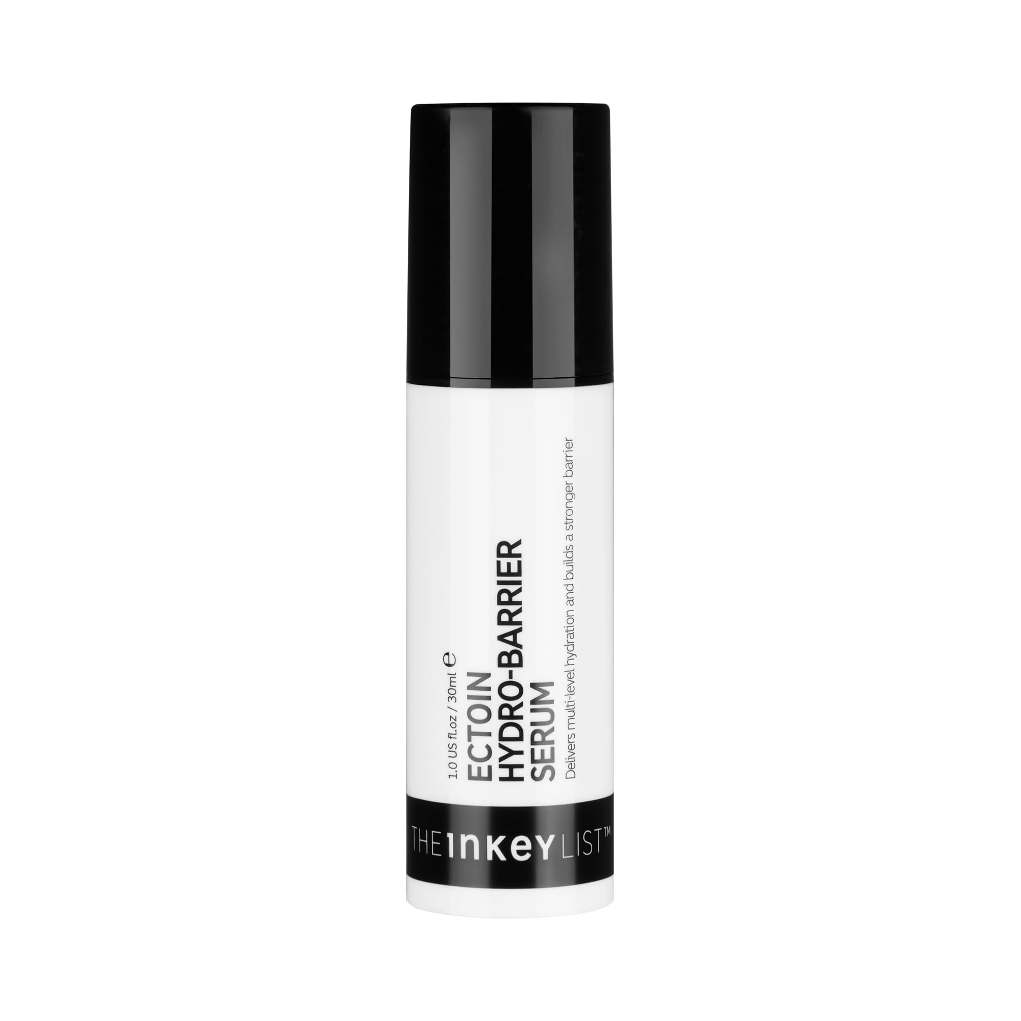 The INKEY List Ectoin Hydro-Barrier Serum bottle closeup shows lightweight hydration for all skin types
