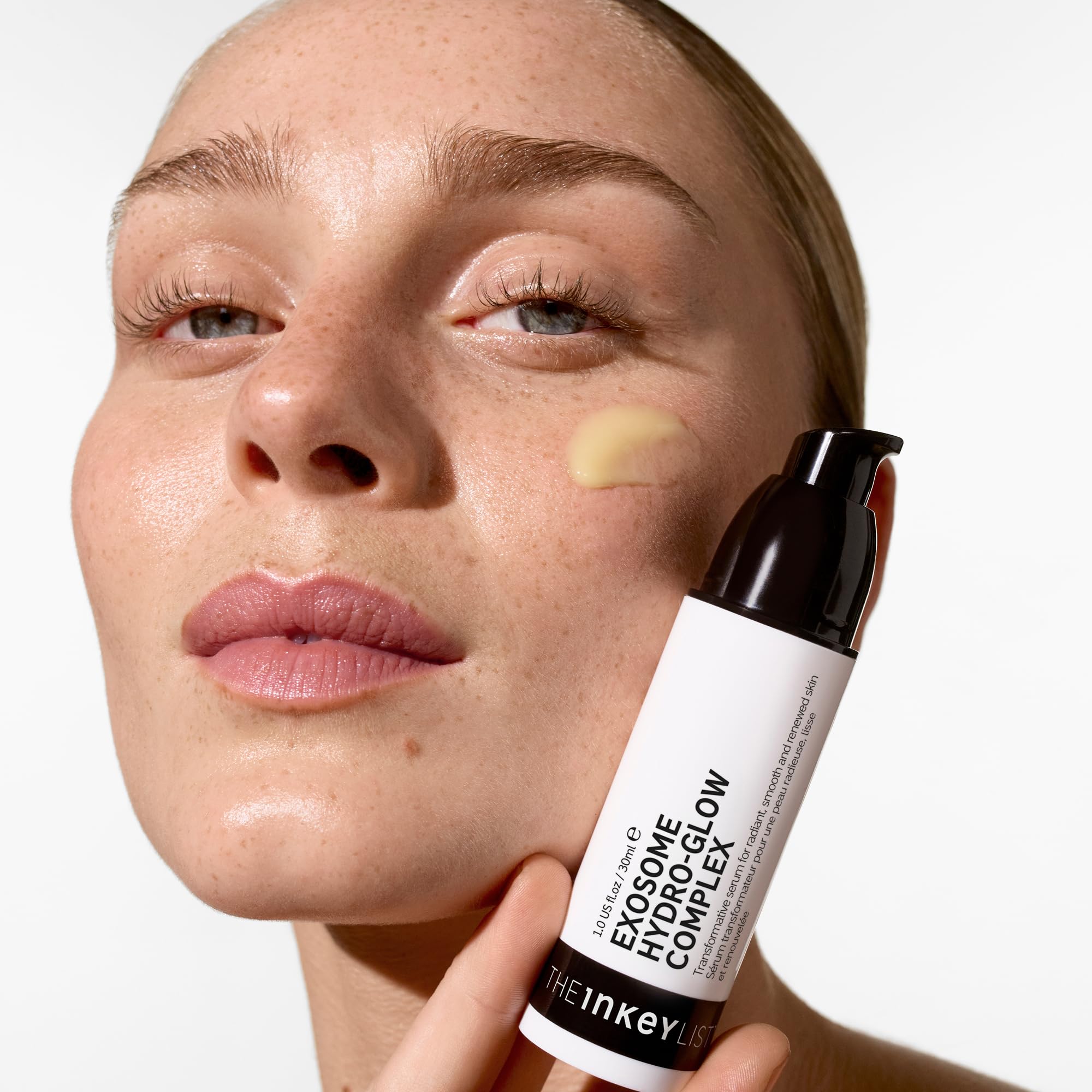 The INKEY List Exosome Hydro-Glow closeup texture features a lightweight cream that absorbs quickly.