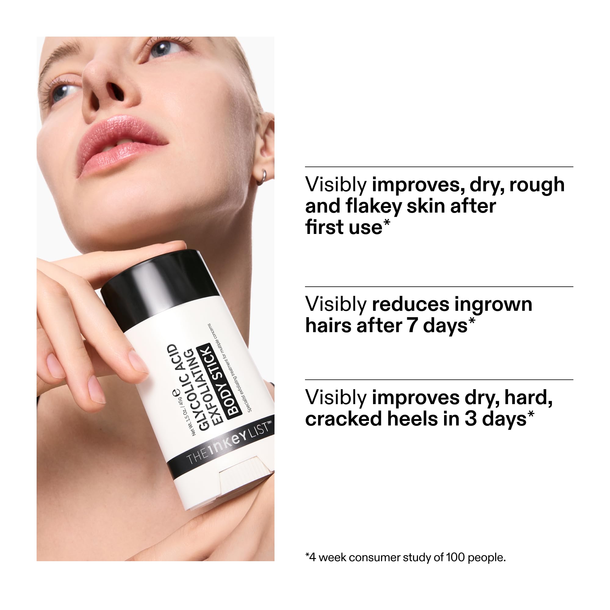 Before-after texture comparison with The INKEY List Body Stick