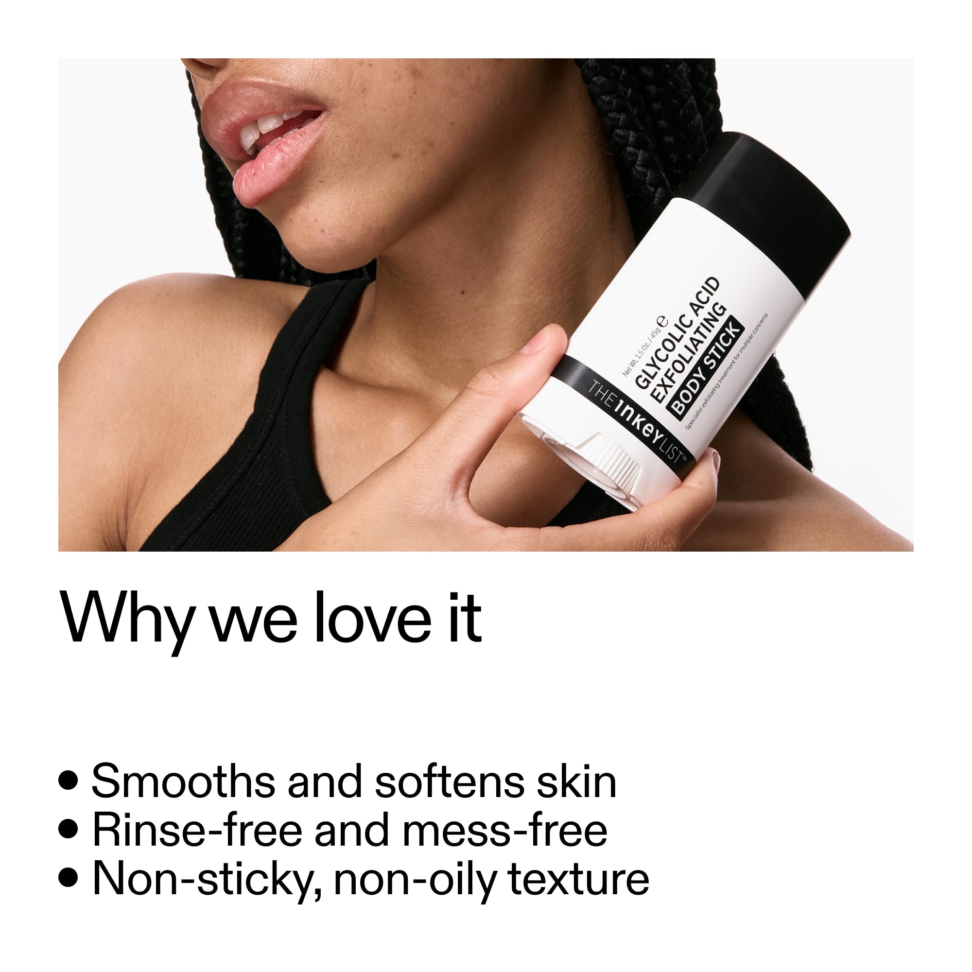 Close-up texture on The INKEY List Body Stick smoothing skin