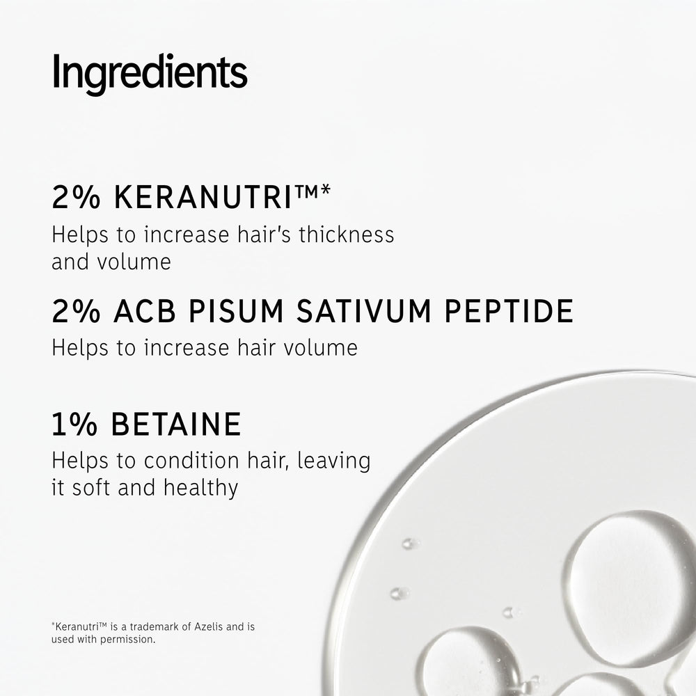 The INKEY List Peptide Volumizing Hair Treatment on wet hair shows plump cortex potential.