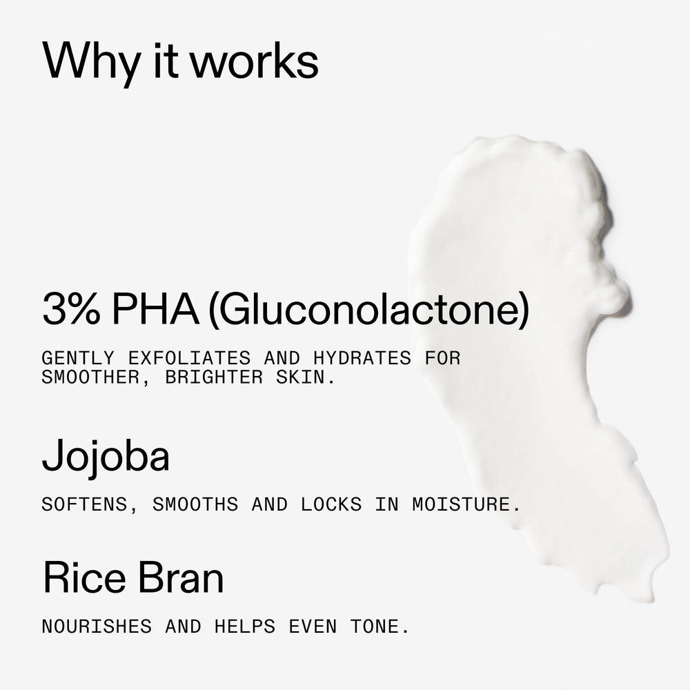 The INKEY List PHA Body Water Cream ingredients label highlights PHA and humectant benefits.