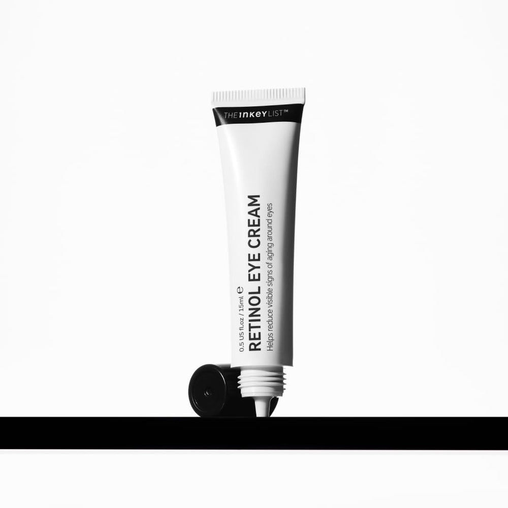The INKEY List Retinol Eye Cream tube close-up for night-time eye care benefits