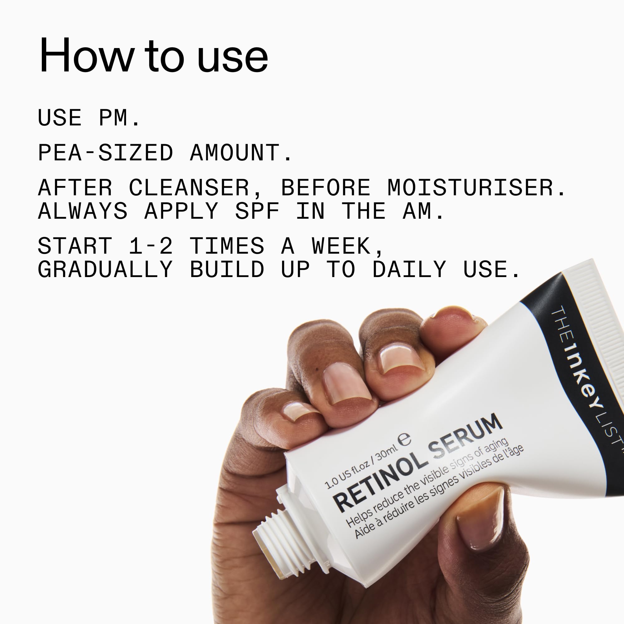 The INKEY List Retinol Serum etiqueta libre de crueldad y sin fragancias