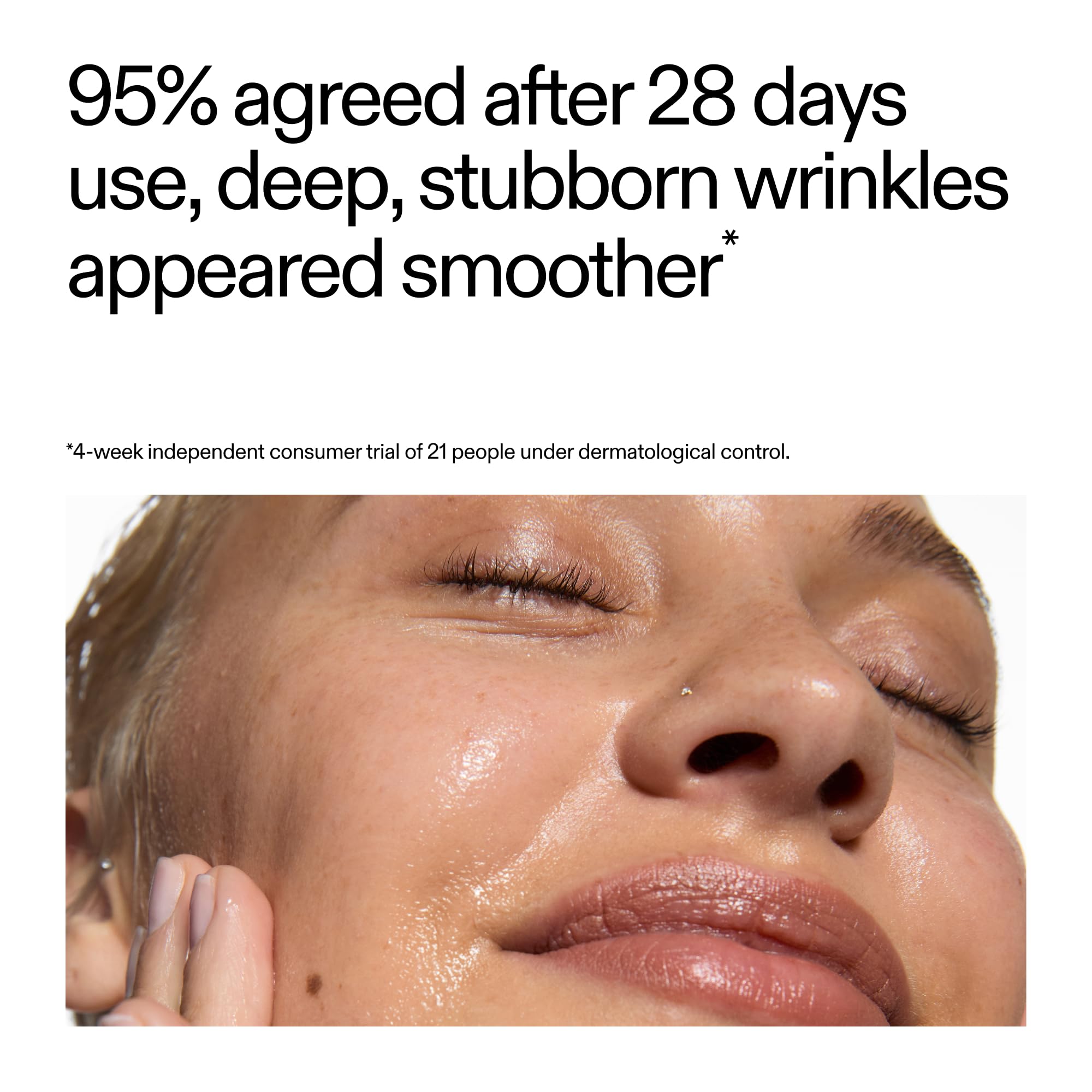 INKEY List retinol serum applied to the face for evening routine and even tone.