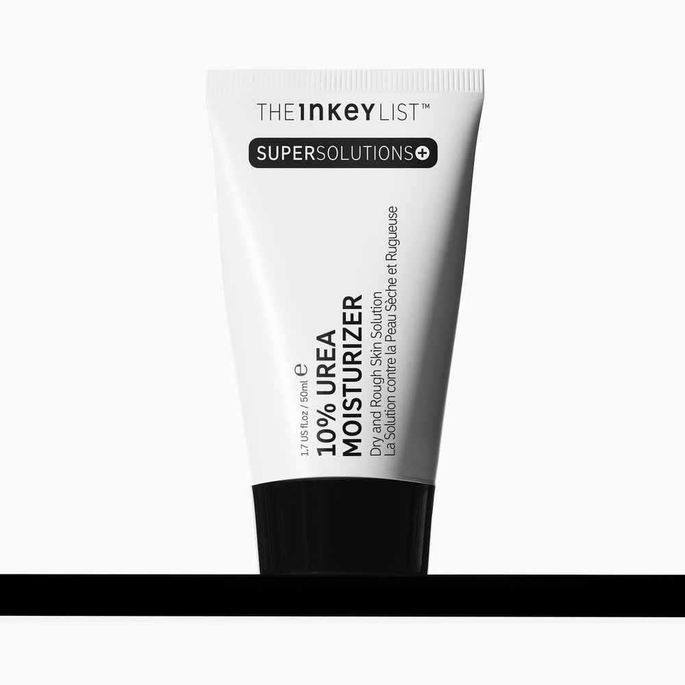 The INKEY List Urea 10% moisturizer bottle close-up showing quick hydration benefits