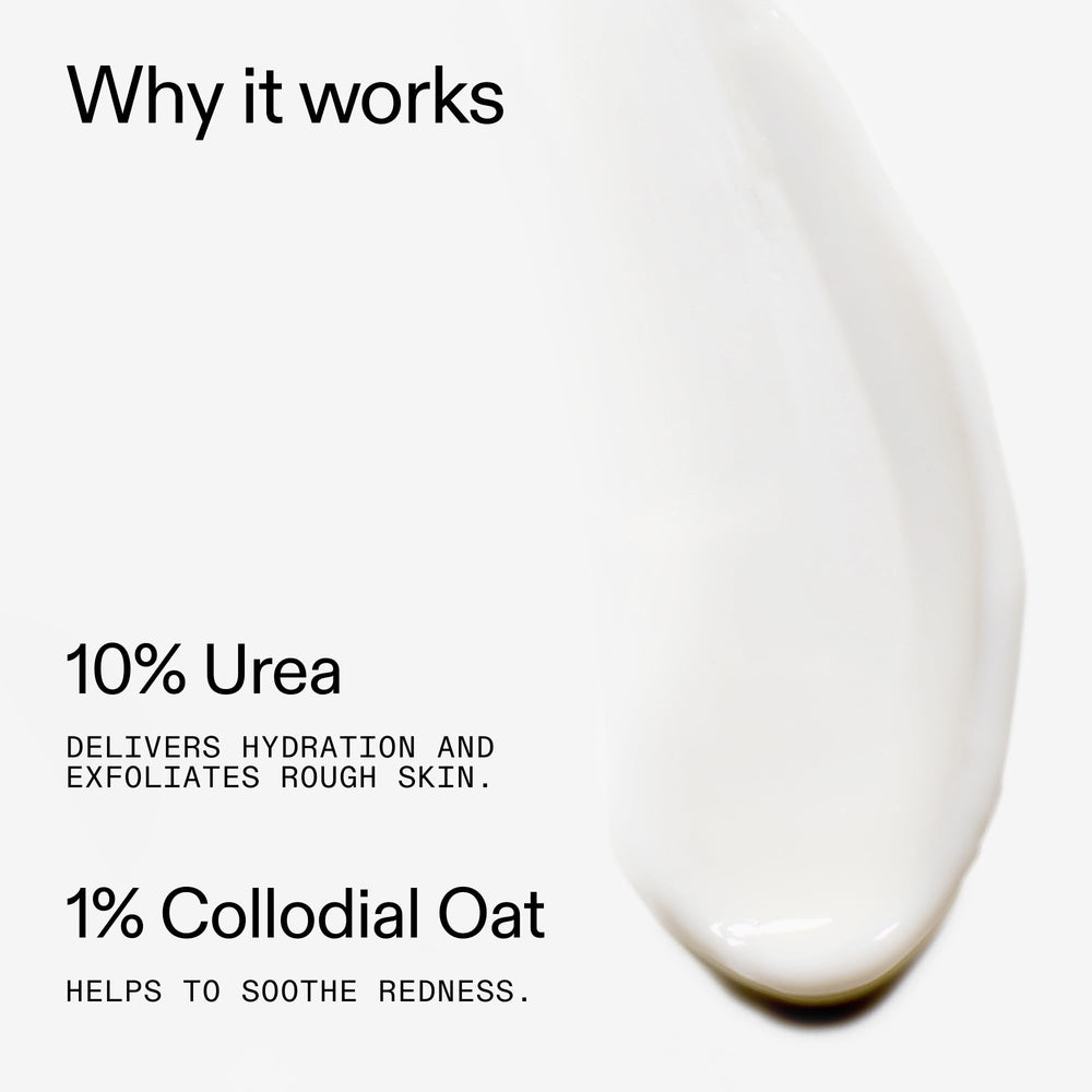 The INKEY List Urea 10% moisturizer used on dry patches for smoothing