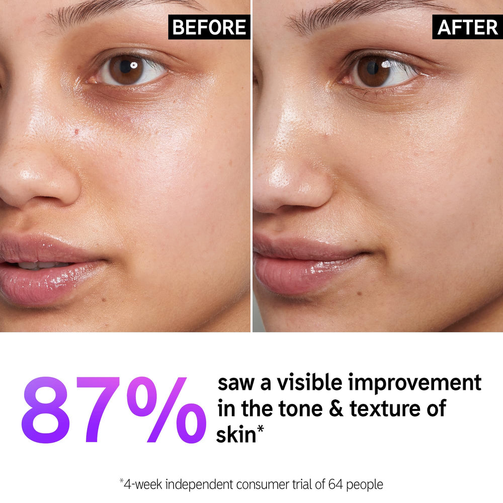 The INKEY List serum label close-up shows stable vitamin C and EGF benefits.