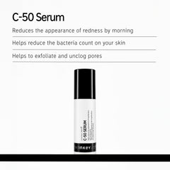 The INKEY List C-50 serum texture application close-up signals pea-sized night use.