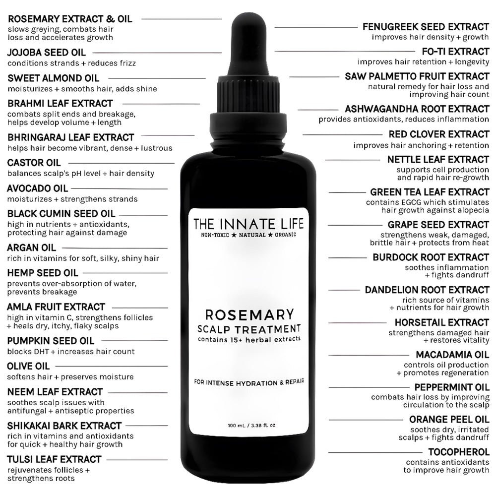 The Innate Life rosemary oil dropper ready for daily application.