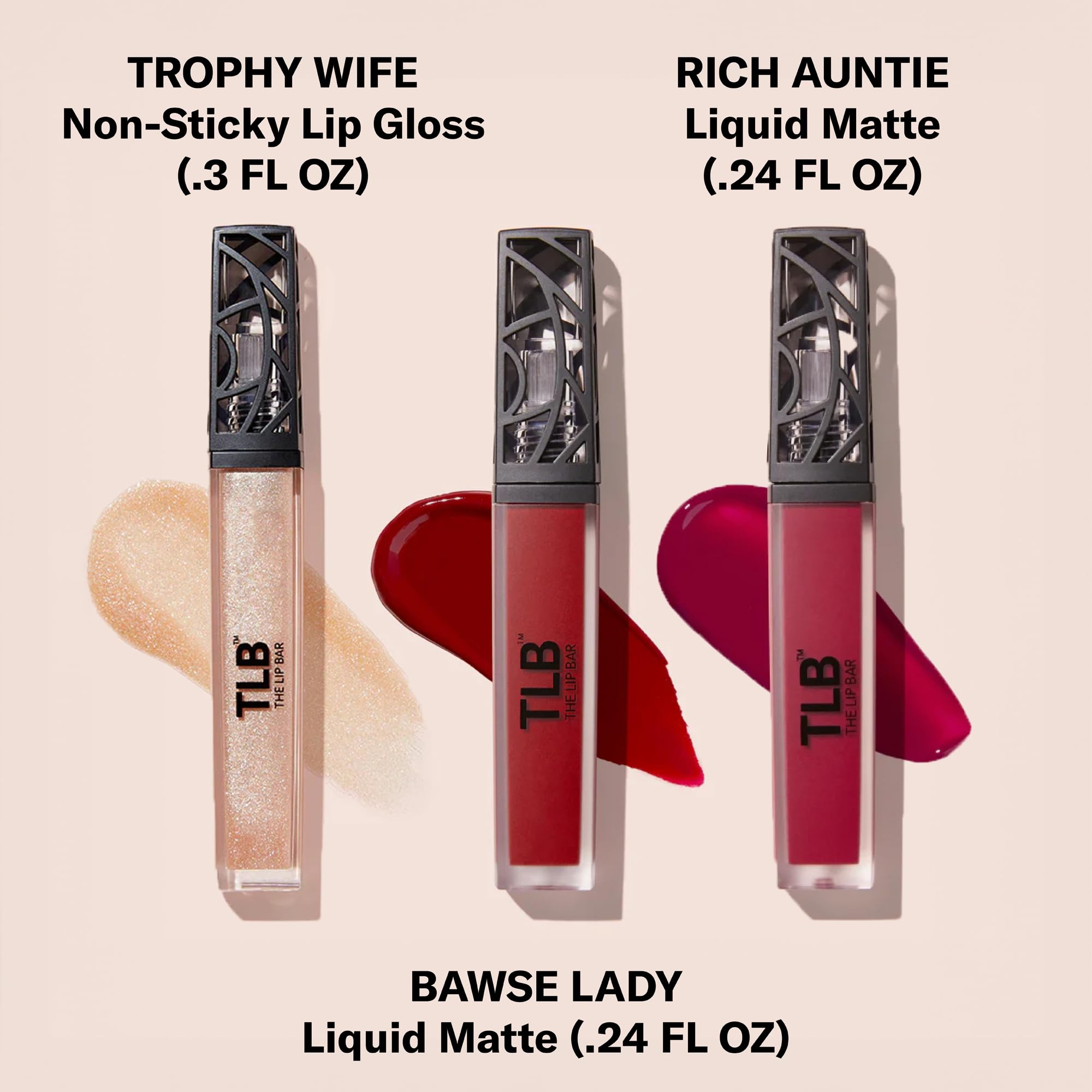 The Lip Bar Trophy Wife champagne shimmer gloss - high-shine, non-sticky moisture.
